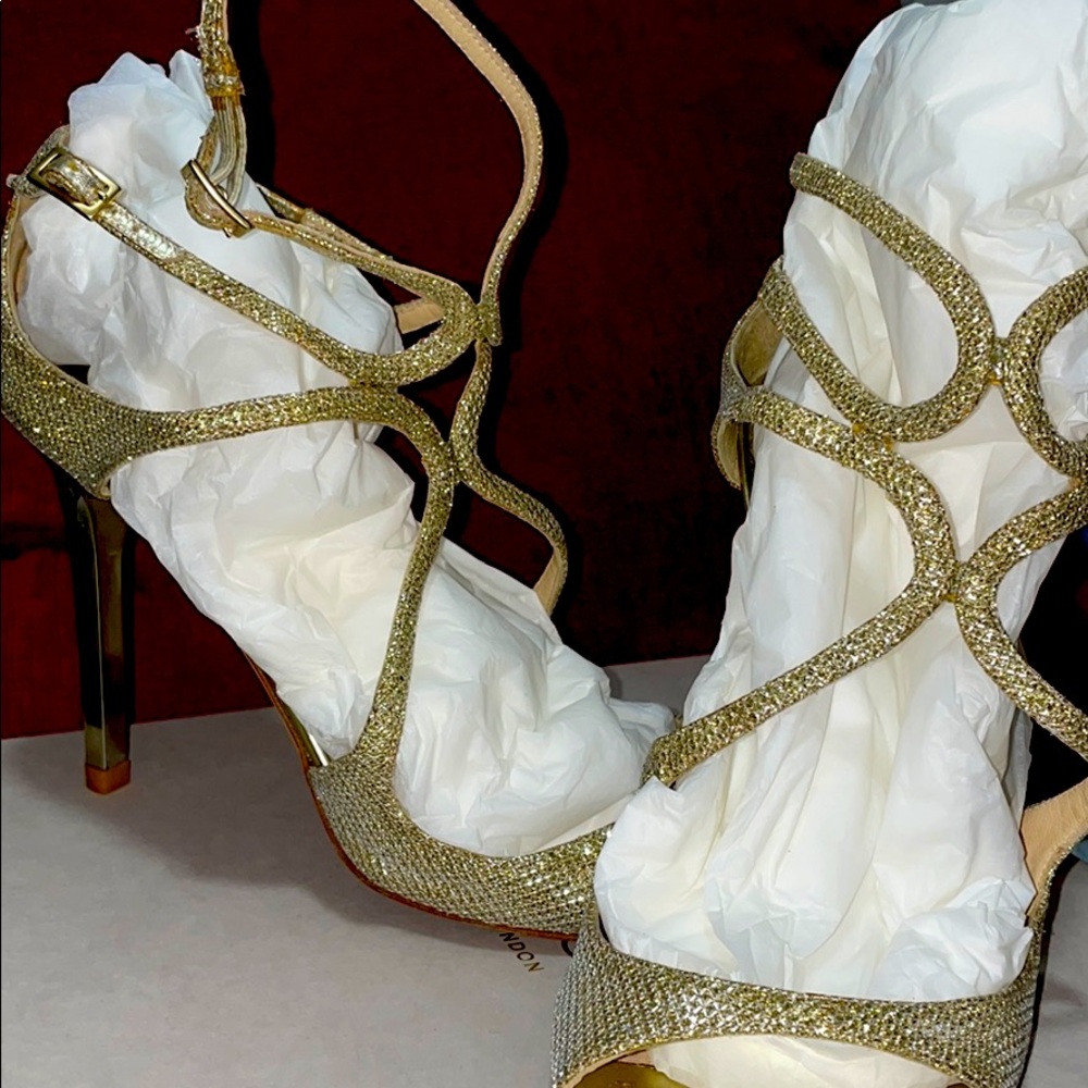 Jimmy Choo Lang Lag Gold Lame Glitter